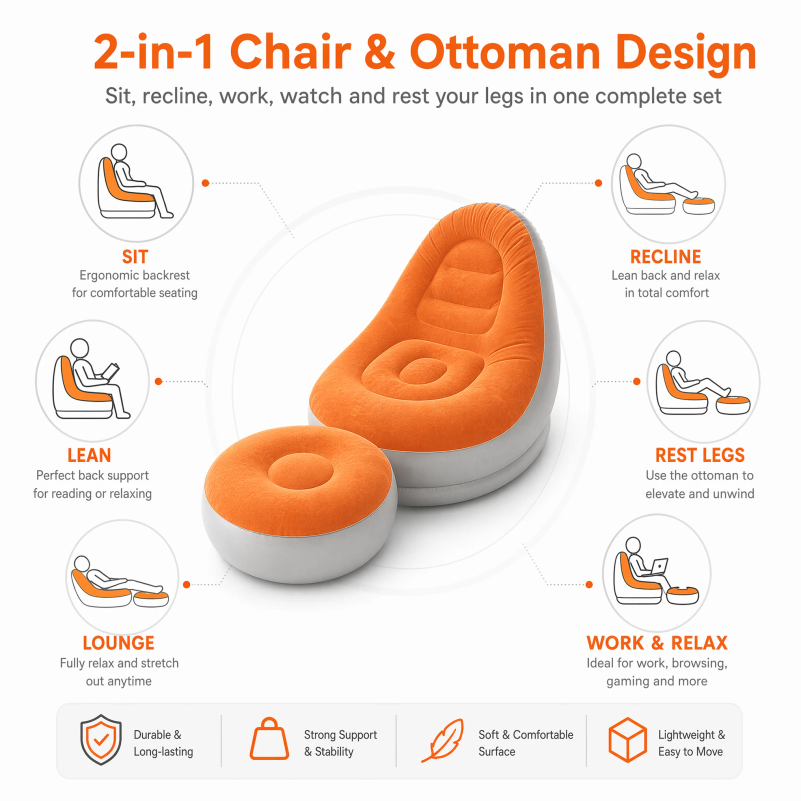 Надувной диван-кресло с пуфом, – обзор и цена Outdoor Furniture Ideas
