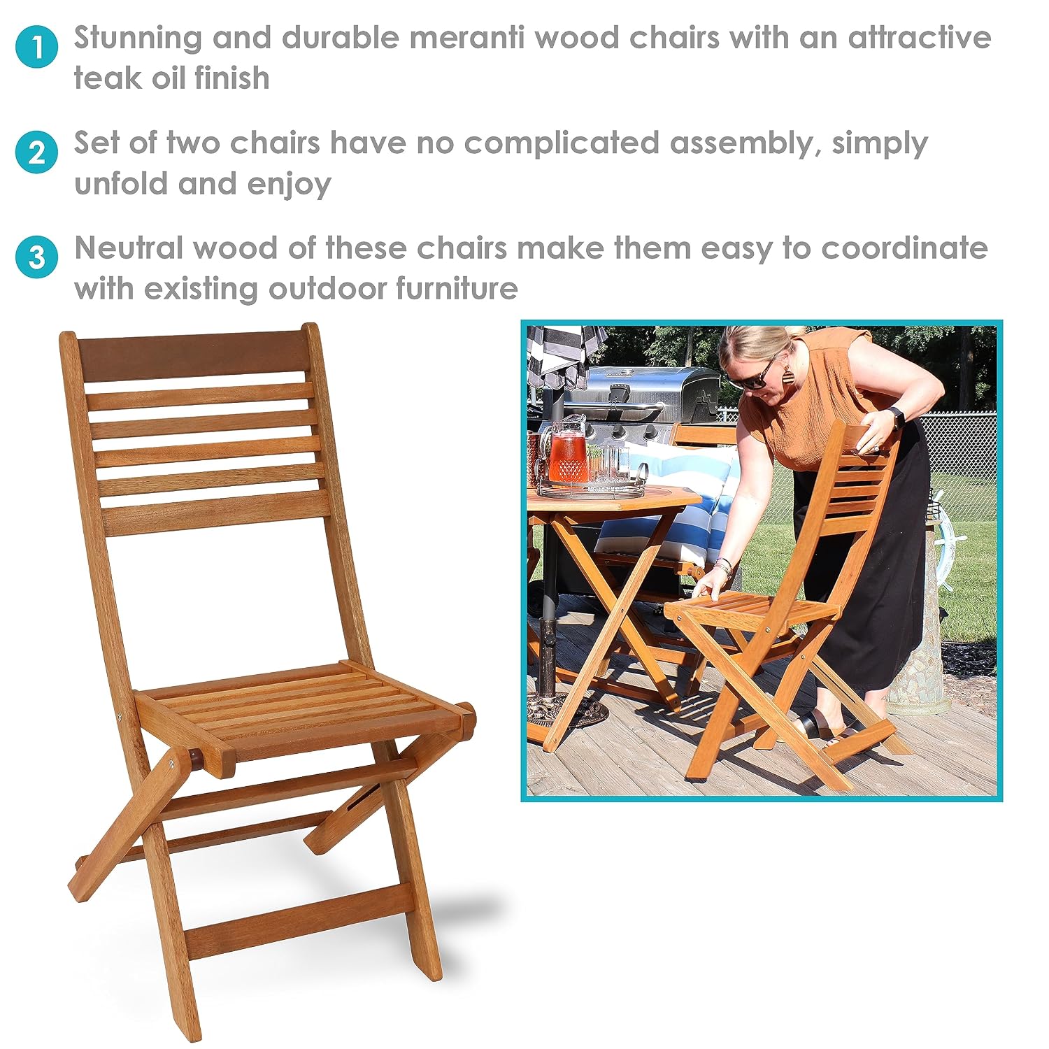 Набор из 2 складных деревянных – обзор и цена Outdoor Furniture Oil Teak