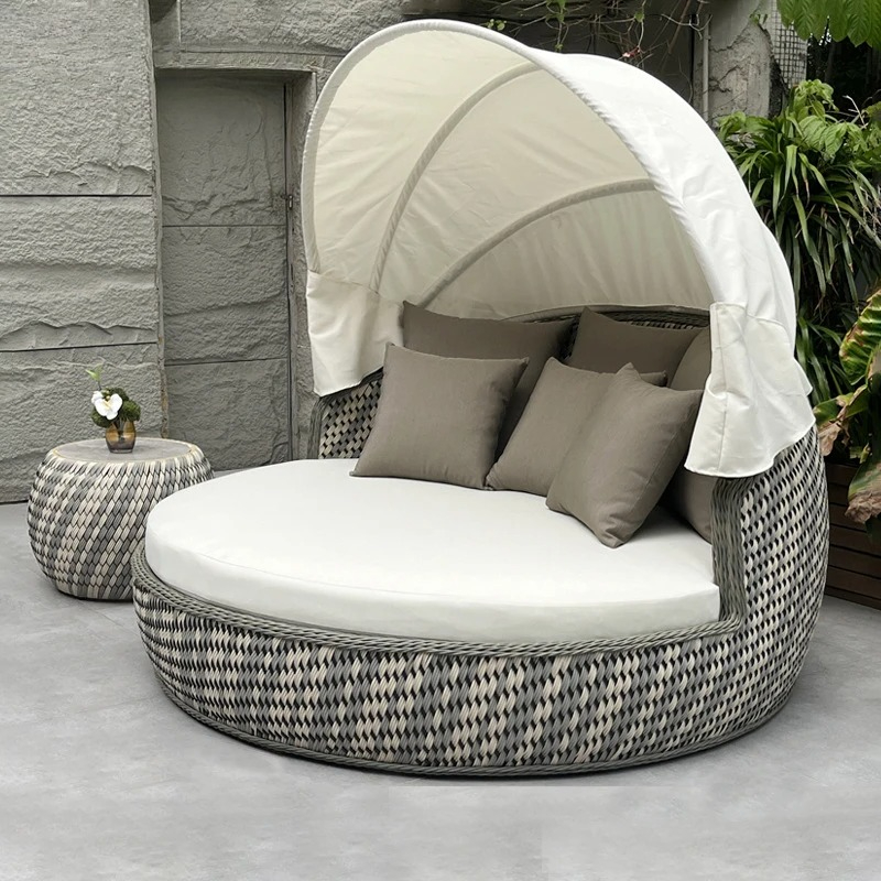 Круглая плетеная кушетка-шезло – обзор и цена Outdoor Furniture Lounge Set