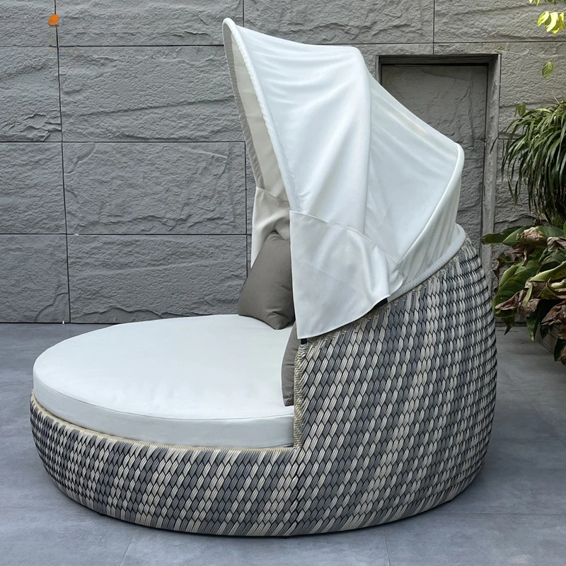 Круглая плетеная кушетка-шезло – обзор и цена Outdoor Furniture Lounge Set